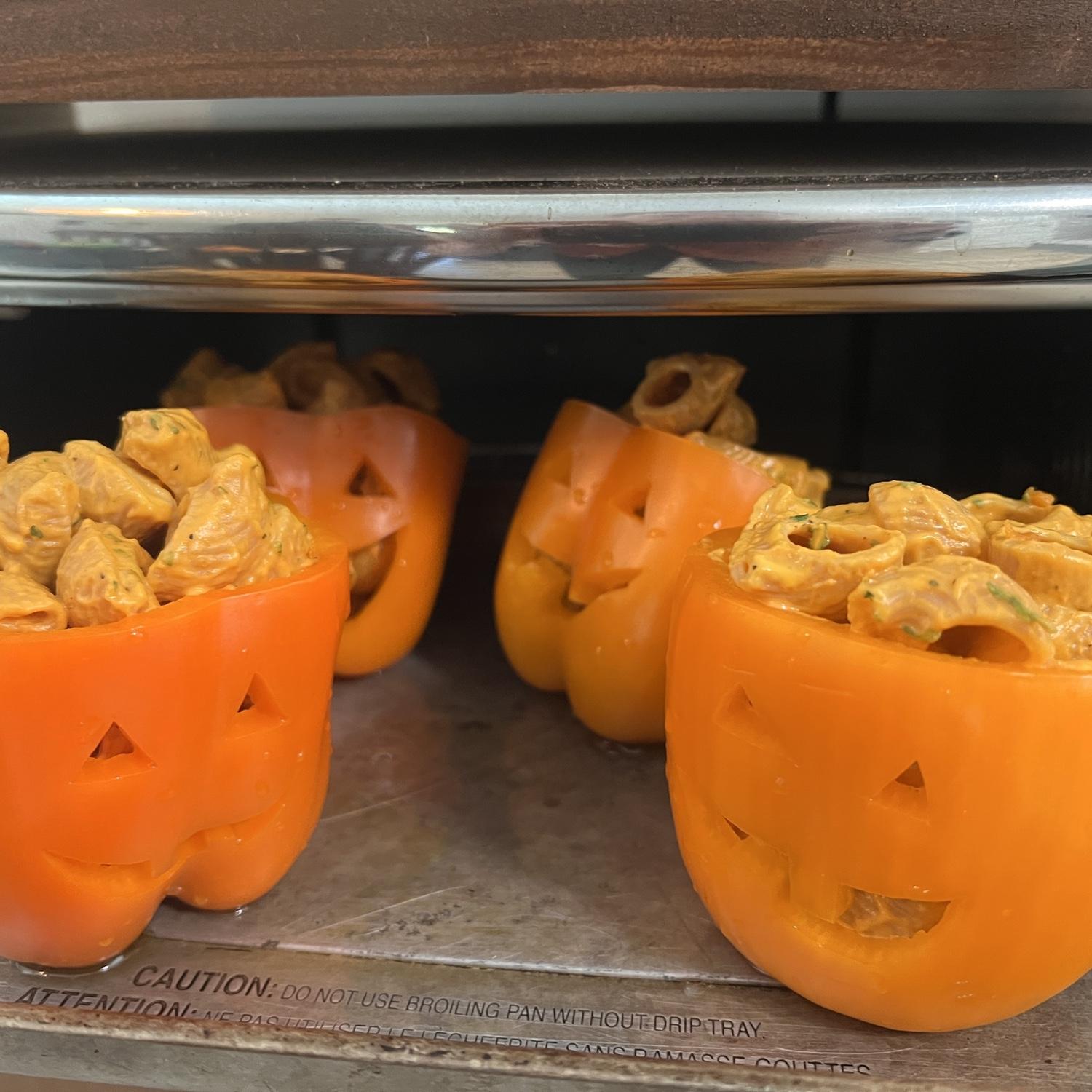 Dave carved the bell peppers for the family "mac-o-lantern" dinner ahead of Halloween!