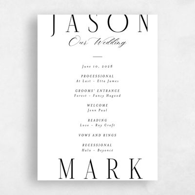 White Wedding Program - Melina