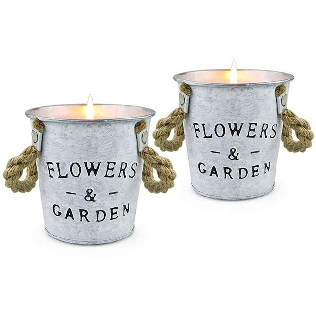 Citronella Candles Outdoor, 13.5 Oz Long Lasting Soy Candle Bucket with Fresh Citronella Oil for Bedroom Kitchen Garden Patio Balcony Indoor Outdoor, 2 Pack