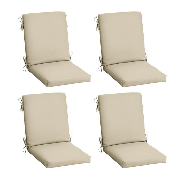 Arden 4-Pack Outdoor Patio Dining Chair Cushion, 20x44, Rain-Proof Seat Pad, Fade-Resistant Outdoor Cushion Tan Leala