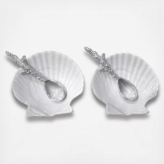 Ceramic Scallop & Spoon Set