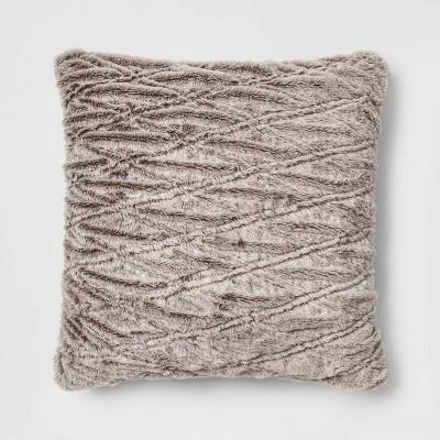 Euro Rouched Faux Fur Throw Pillow Beige - Threshold™