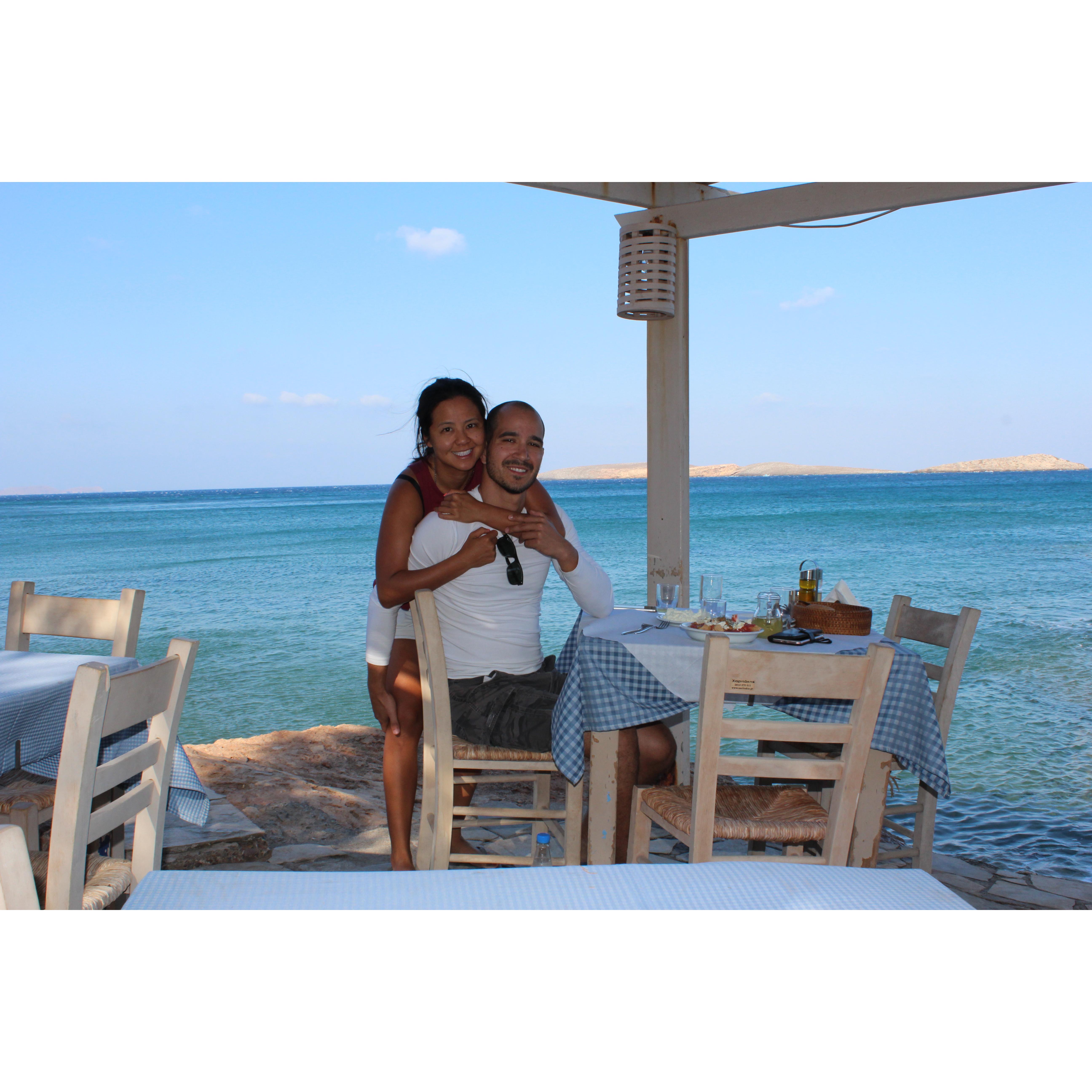 Our third trip together in Greece just right before the proposal. Would have been the last meal hadn't Panos proposed.