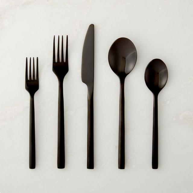 20-Piece Rush Brushed Black Flatware Set