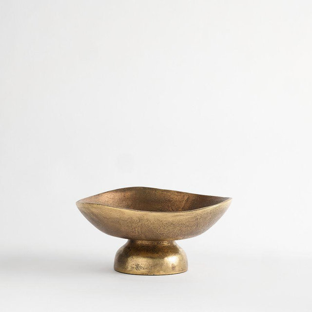 Organic Shaped Brass Footed Bowl Small