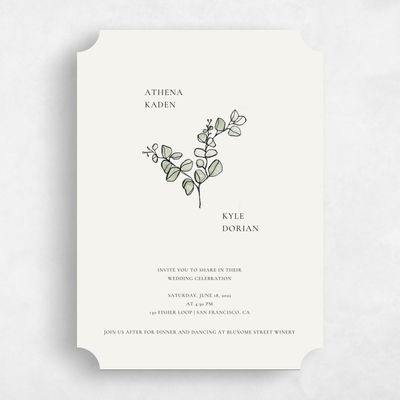 Beige Ticket Wedding Invitation - Livonia Stamp