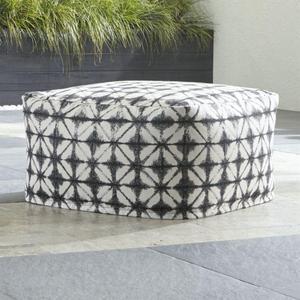 Sunbrella ® Shibori Charcoal Outdoor Pouf