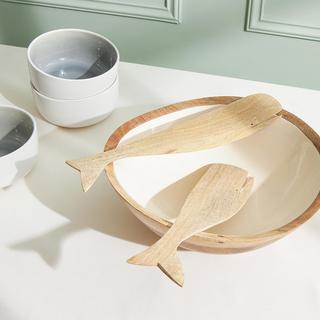 Mango Wood Whale Salad Servers