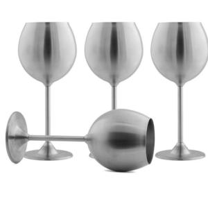 Modern Innovations Stainless Steel Stemmed Wine Glasses, Set of 4, 12 Oz Elegant Wine Glasses Made of Dishwasher Safe Unbreakable BPA Free Shatterproof SS Great for Daily, Formal & Outdoor Use