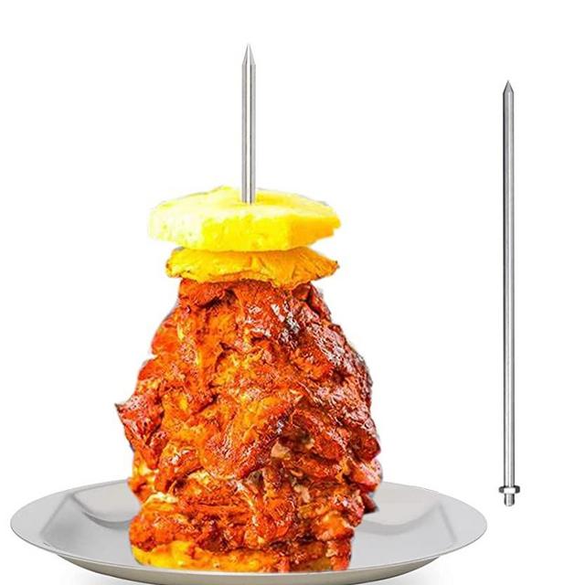 Vertical Skewer for Tacos Al Pastor Grill-Stainless Steel Brazilian Barbecue Skewer Vertical Spit Stand for Trompo Para Tacos Al Pastor, Shawarma, Kebabs, Gyros-with 2 Removable Spikes (8” & 10")