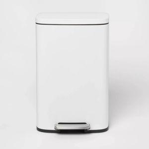 45L Rectangular Step Trash Can - White