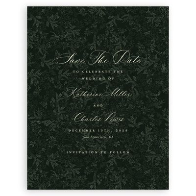 Dark Green Wedding Digital Save the Date - Emma Portrait