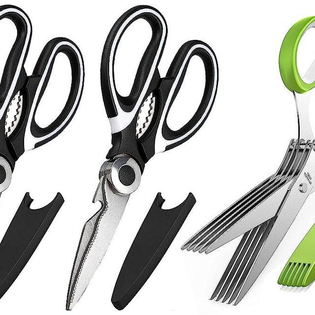 OMDAR Kitchen Scissors 3 Pack - Lifetime Replacement Warranty - Heavy Duty Stainless Steel Cooking Shears for Cutting Meat, Food, Fish, Poultry Multipurpose Sharp Sissors