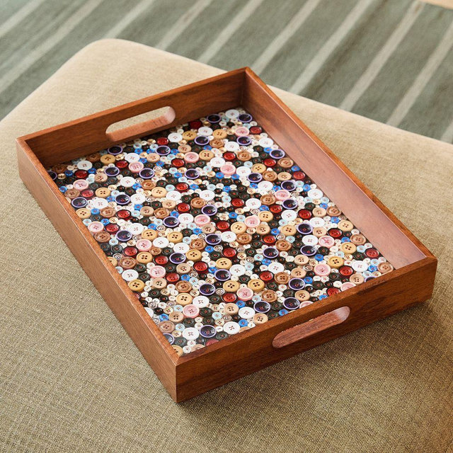 Emma Chamberlain Embellished Button Tray, 18"w x 14"d