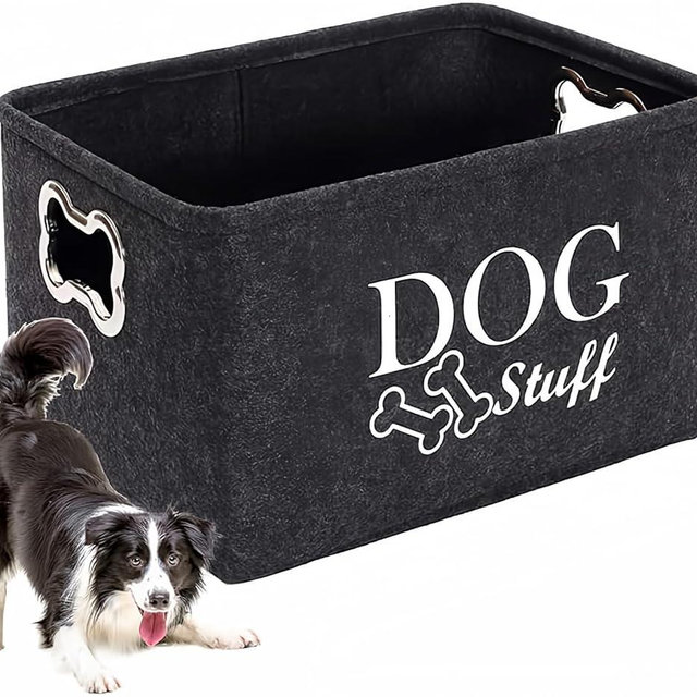 wpetle Dog Toy Bin Box Basket Storage Sontainer，Pet Toy Basket Bin Box For Dog Toys，Dog Toy Baskets With Metal Handles