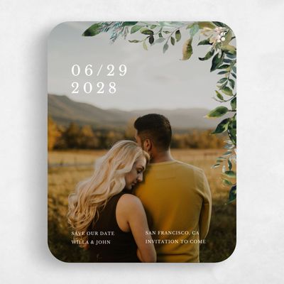 White Rounded Wedding Save the Date - Buxton Photo