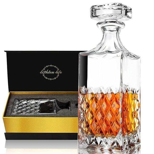 Lighten Life Whiskey Decanter,29oz Crystal Decanter with Glass Stopper,Liquor Decanter in Gift Box ,Premium Vodka Decanter for Whiskey,Bourbon,Scotch,Liquor