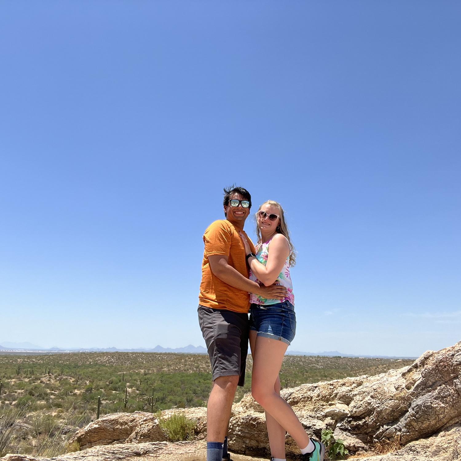 Went back to Javelina Rocks and took a nice picture where we got engaged