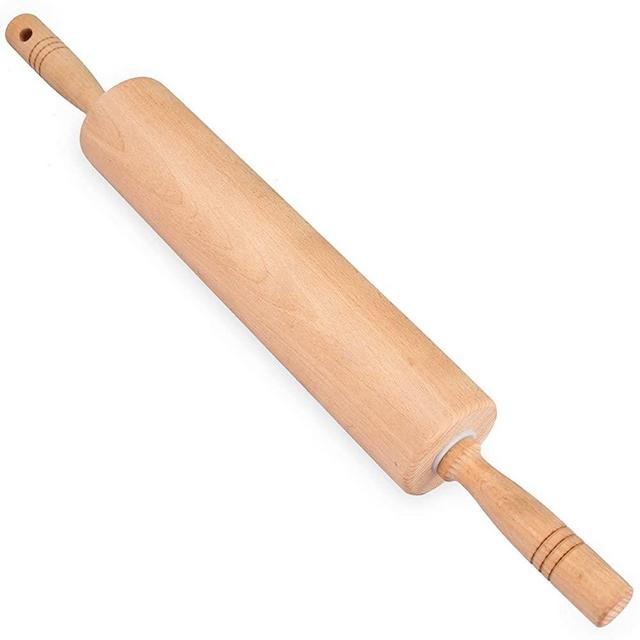 Classic Rolling Pin for Baking 18'' Long - Gifbera Better Wood Beech Dough Roller with Handles for Bread Pastry Pizza Fondant Pie Crust