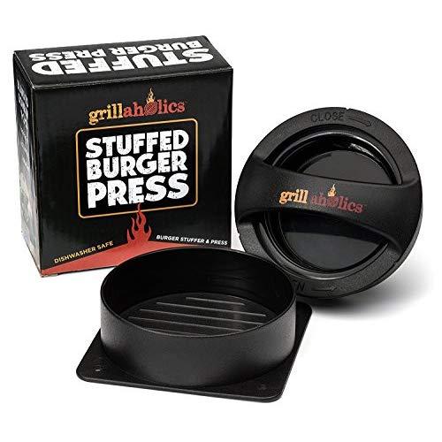 Grillaholics Stuffed Burger Press and Recipe eBook - Extended Warranty - Hamburger Patty Maker for Grilling - BBQ Grill Accessories