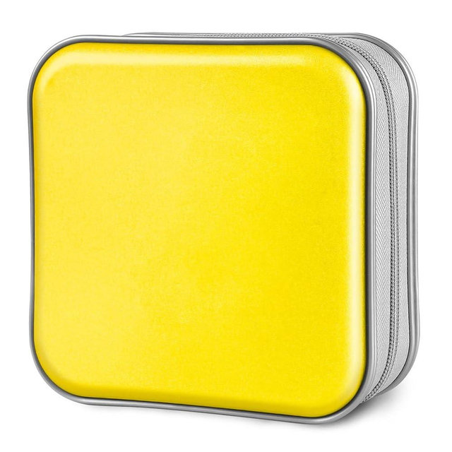 Siveit CD Case, 40 Capacity CD/DVD Case Holders Wallet Hard Plastic DVD Disc Cases Storage Binder for Car Home Office Travel (Yellow)