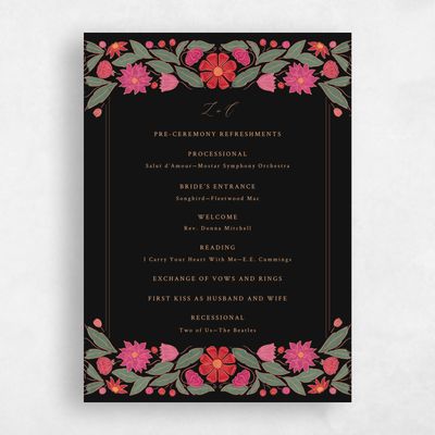 Black Wedding Program - Juliet
