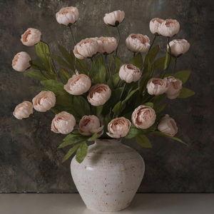 VIERENA 6 Pcs Faux Silk Peony Artificial Flowers (Beige)