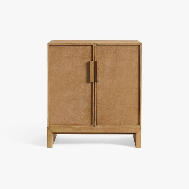 Modern Heirloom Leather Bar Cabinet, Seadrift, 36"