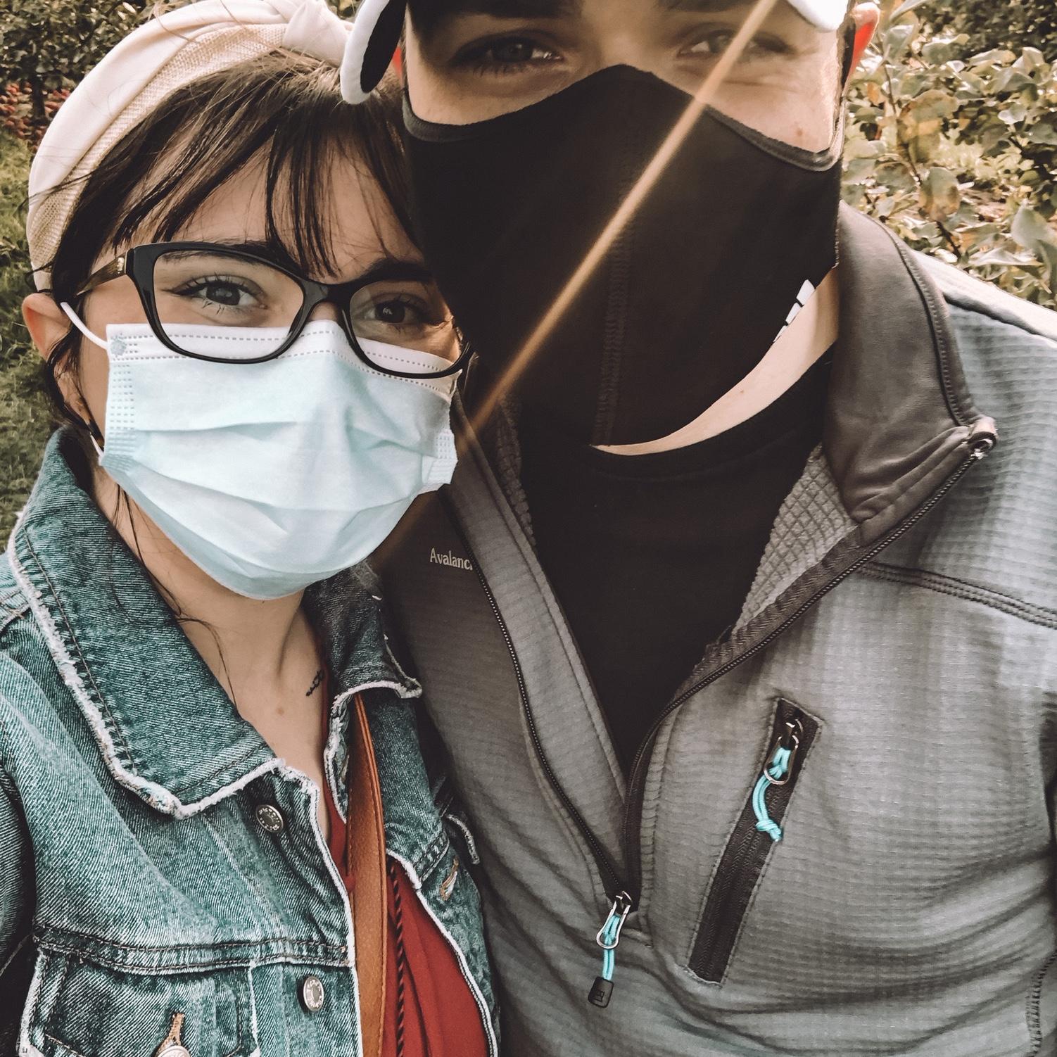 This was taken during one of our first outings in 2020 - a trip to the apple orchard - featuring masks whenever people walked by!