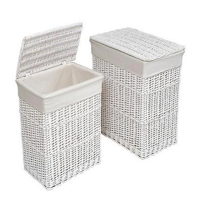 Product description page - Badger Basket Two Hamper Set with Liners - White