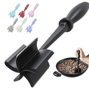 Meat Chopper, Hamburger Grinder, Premium Heat Resistant Smasher for Ground Beef, Burger Grinder Nylon Potato Mix Tool, Meat & Poultry Tenderizers-Black