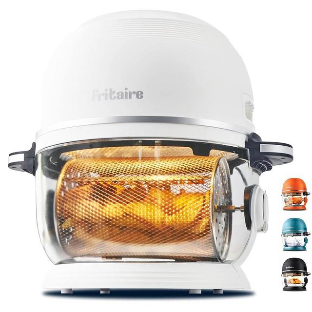 Fritaire Non-Toxic Air Fryer - Glass AirFryer 5 Quart w/ 360 Visibility, Self-Cleaning, 400F Vortex Air Fryer for Even Cooking, BPA-Free Teflon Free, 6-in-1 Functions, Rotisserie, Roast, Bake - White