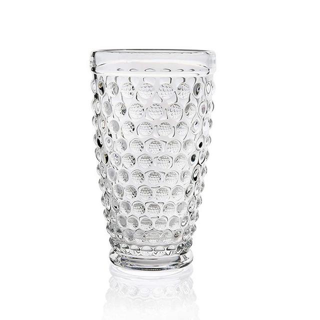 Omita Boston Highball Glasses Set of 6 Clear 13 oz Vintage Embossed Tall Drinking Glass Beverage Jucie Cup Perfect for Dinner Parties Bars & Restaurants