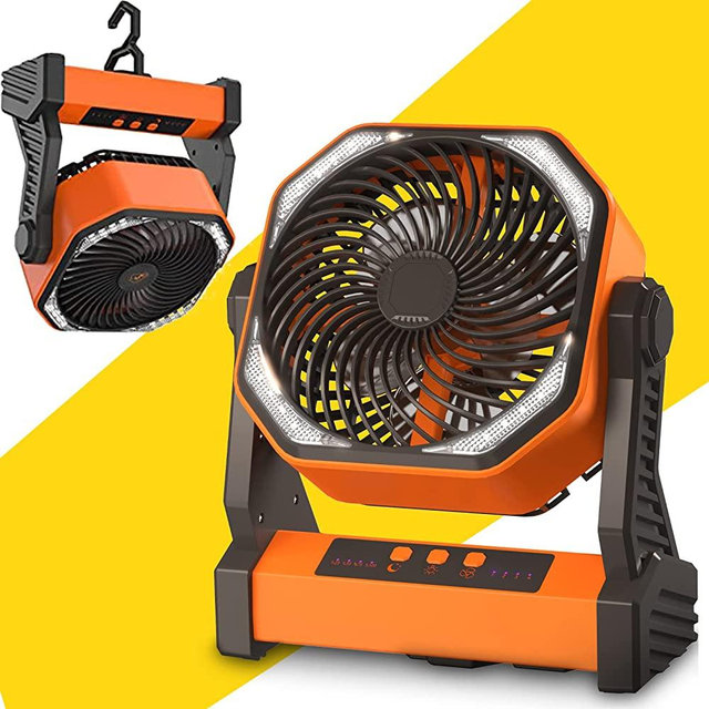Camping Fan with LED Light, 20000mAh Rechargeable Battery Powered Outdoor Tent Fan with Light and Hook, 4 Speed, Personal USB Desk Fan for Camping, Fishing, Power Outage,Hurricane, Worksite
