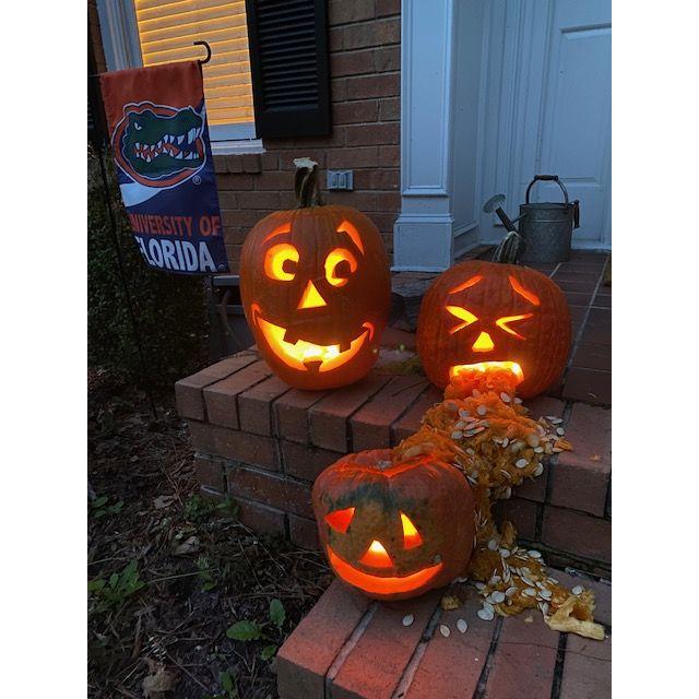 Doing all the "first home together" stuff...well kinda. This is what happens when Michelle has to work on Halloween and leaves the pumpkin carving to Josh.