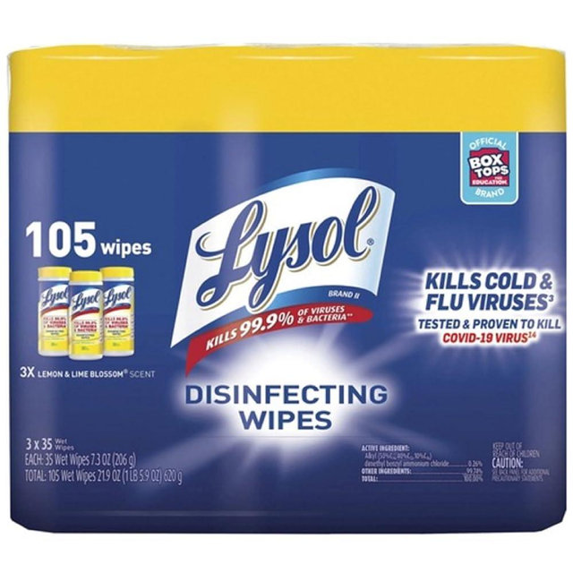 Lysol Disinfecting Wipes, Lemon & Lime Blossom, White 35 Count (Pack of 3)