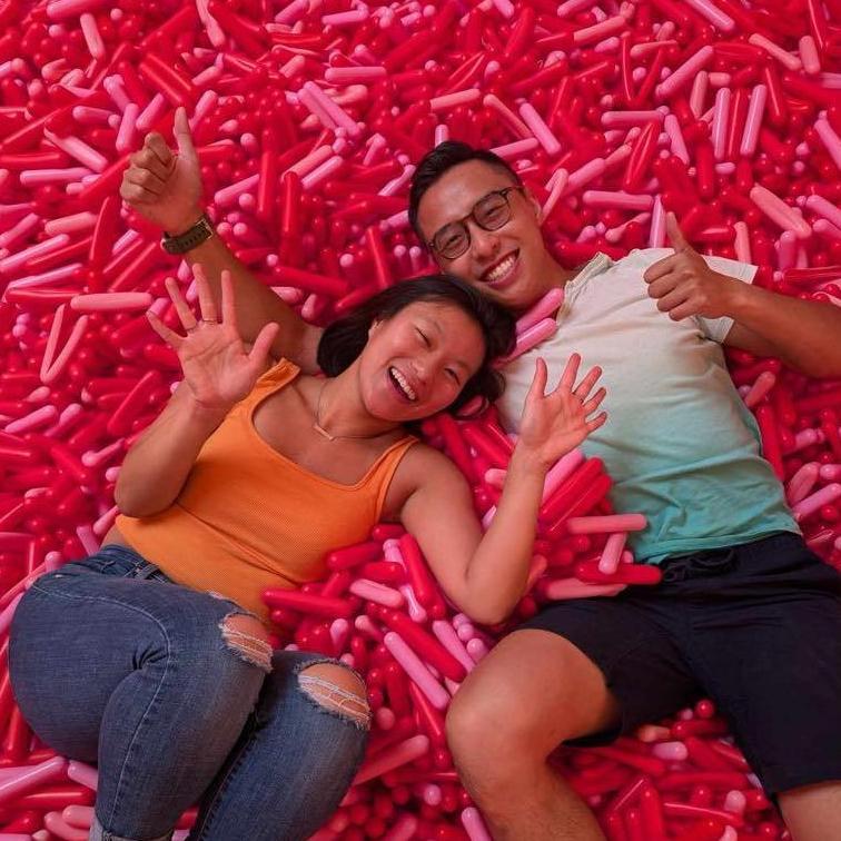 This is a pool of sprinkles, not hot dogs