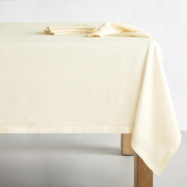 Italian Washed Linen Tablecloth, 70 X 108", Cream