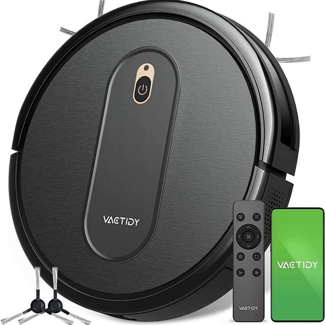 Vactidy Nimble Robot Vacuum Cleaner, 2000Pa Strong Suction Robotic Vacuums, Super Slim, Quiet, Schedule Setting, Self-Charging, App/WiFi/Alexa Control, Ideal for Hard Floor, Carpet, Pet Hair, T6 Black