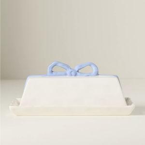 Benedita Bow Ceramic Stoneware Butter Dish Blue