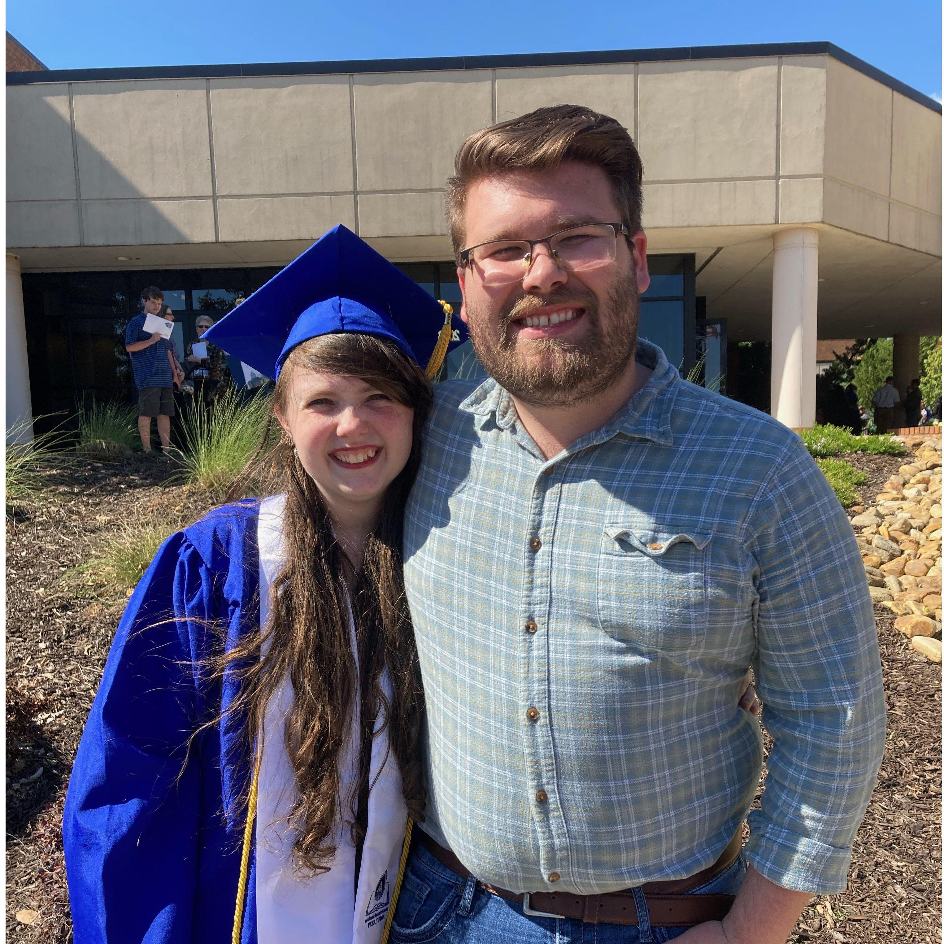 Abi's graduation! Just a nice photo of the two of us at Lander University. (If you look closely, Abi's brother Benji accidentally photobombed us in the back!)