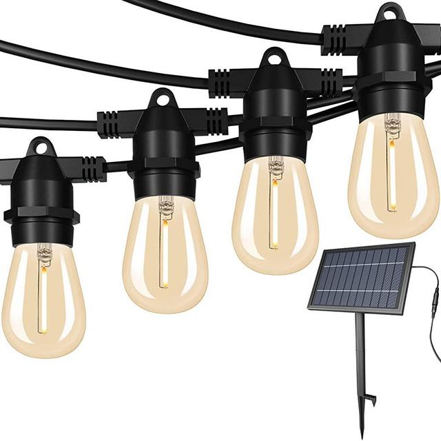 Solar String Lights Outdoor Waterproof LED Shatterproof 100FT Heavy Duty Outdoor String Light Solar Powered with 30 Plastic Hanging S14 Edison Bulbs Solar Light Balcony Fence Patio Light String Lights
