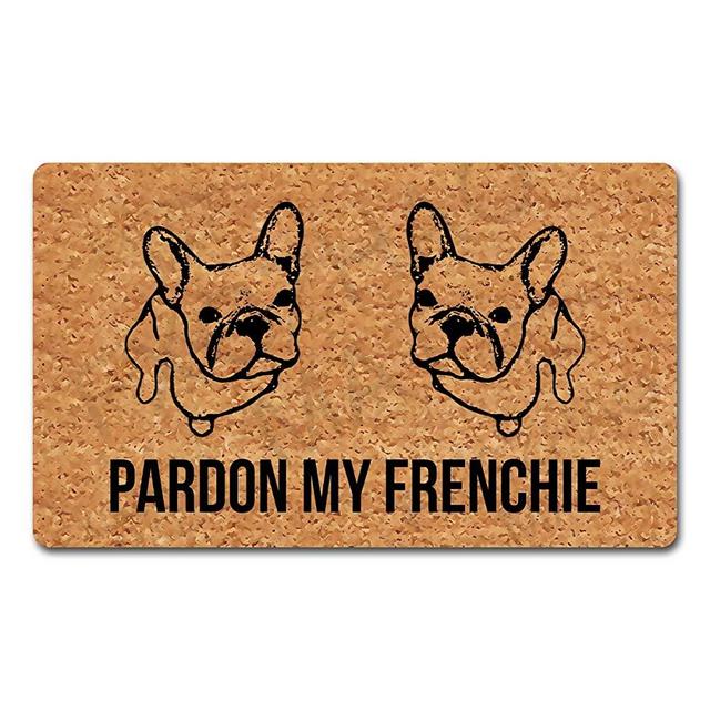 Welcome Mat with Rubber Back 30"(L) x 18"(W) Pardon My Frenchie Funny Doormat for Entrance Way Indoor Mats for Front Door Mat No Slip Kitchen Rugs and Mats