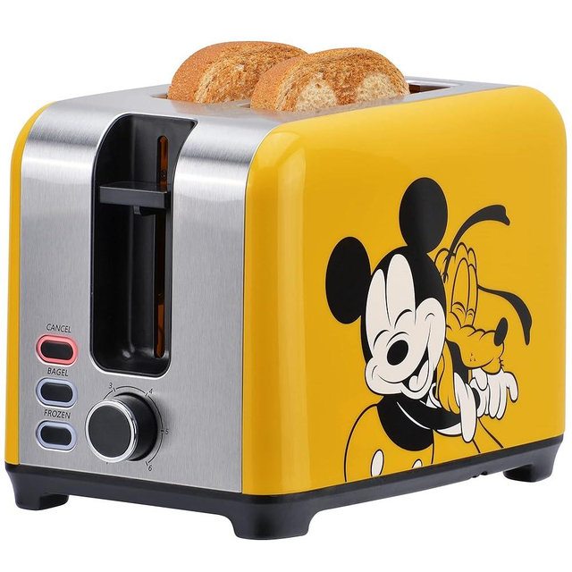 Disney Mickey and Pluto 2-Slice Toaster, Yellow, DSC-23