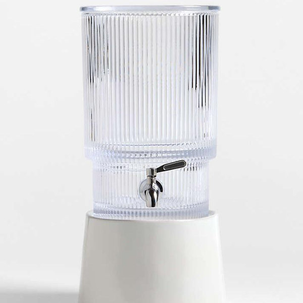 Atwell 1.7-Gallon Ribbed Glass Drink Dispenser + Stand | Crate & Barrel