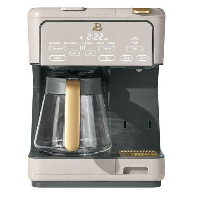 Multi-Brew Coffee Maker – 12-Cup Carafe & Single-Serve Pod or Grounds, Iced Coffee Mode, Programmable Touch Display, Includes Filters (PORCINI TAUPE)