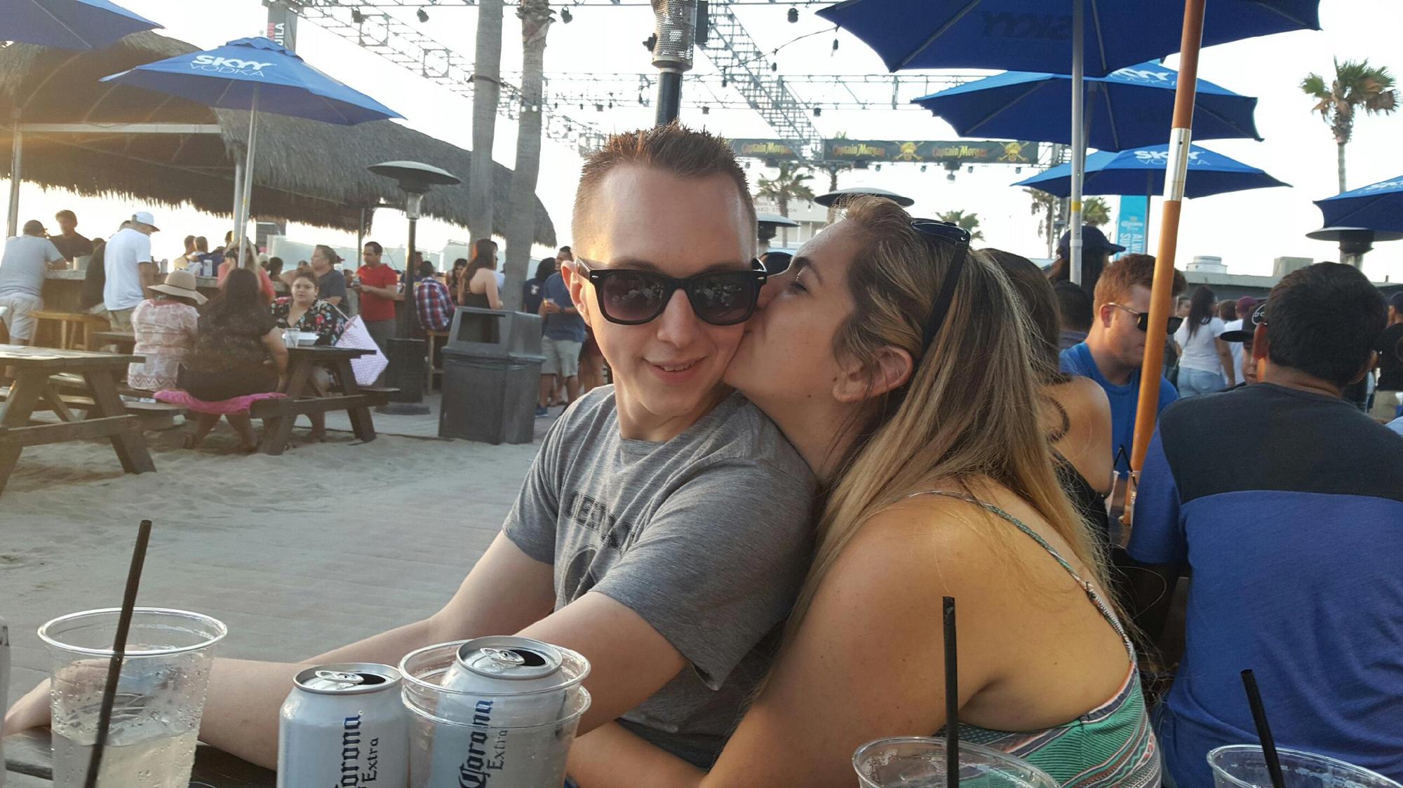 I brought Kyle home for my 21st birthday. Beers on the beach with Marie and Scott Ingrum.