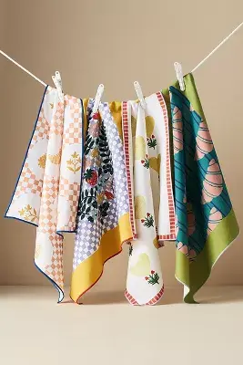 Annie Linen Blend Assorted Printed Napkins, Set of 4