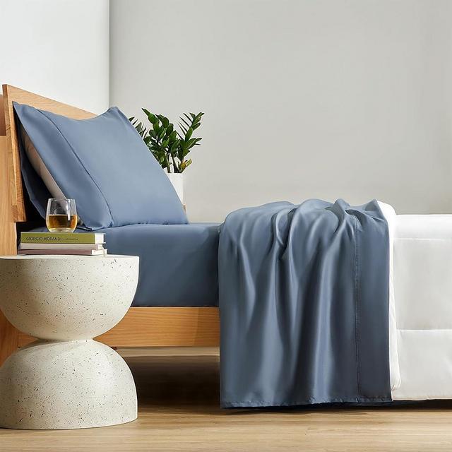 SLEEP ZONE Queen Sheets Flint Stone Blue - Super Soft Sheets for Queen Size Bed, 4 Pieces Hotel Luxury Queen Sheet Set, Easy Care Microfiber Bed Sheet Set