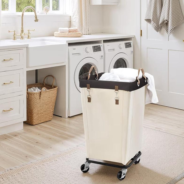 StorageWorks 110L Laundry Basket in Beige